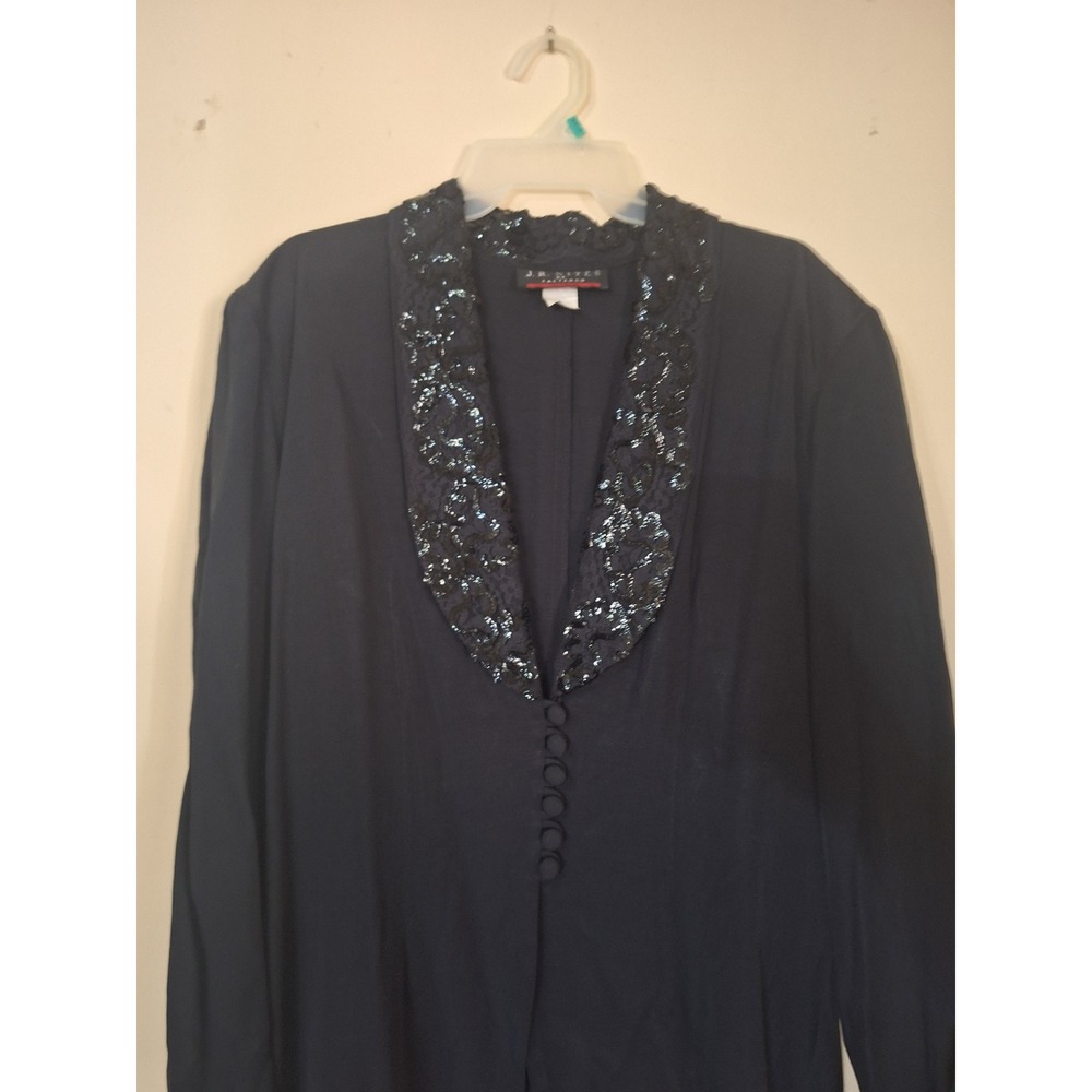 JR Nites by Caliendo Black Sequin Lace Lapel Evening Blazer Jacket Womens - Picture 5 of 7